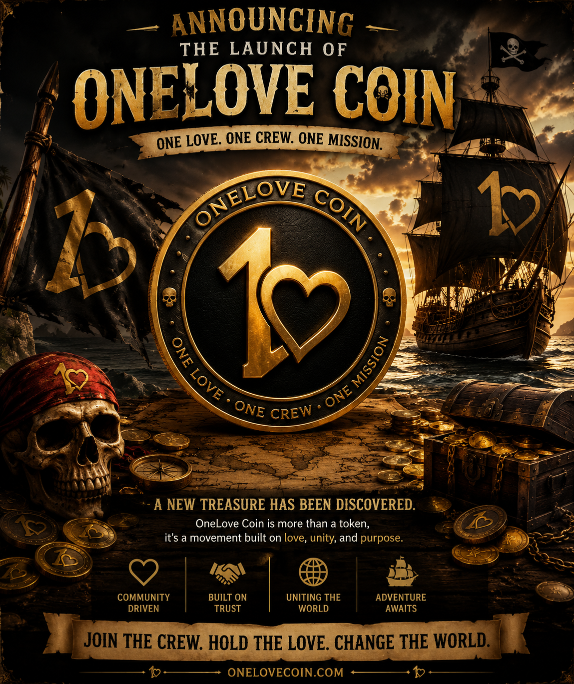 ONELOVE pirate treasure campaign artwork